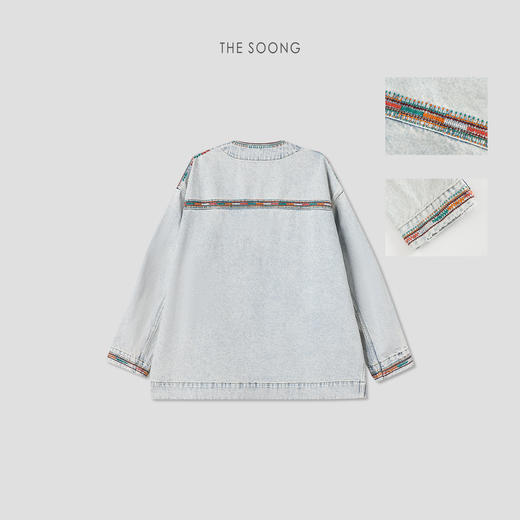 THESOONG|复古重工绣花洗水炒盐棉质宽松廓形牛仔外套HWNZ7648 商品图2