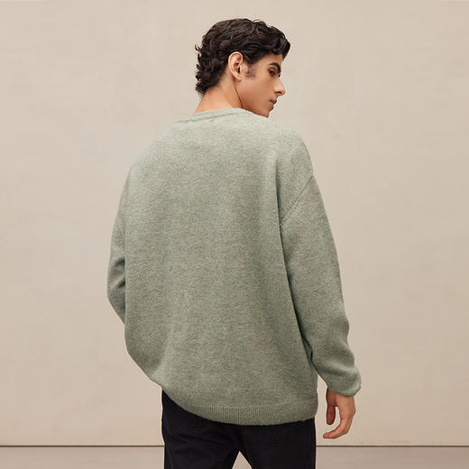 CHINISM赤尘 纯色简约基础款圆领毛衣男秋冬美式潮牌宽松针织衫 商品图3