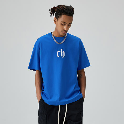 CHINISM CH白色T恤男短袖潮牌夏季宽松圆领纯棉简约百搭情侣半袖 商品图1