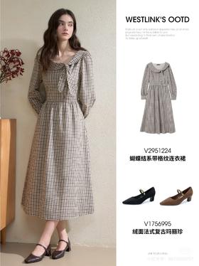 秋意浓，复古味格纹裙真的很适配