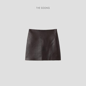 THESOONG|纯土耳其羊皮精裁天然皮革侧边隐拉中腰半身裙HWPY7671