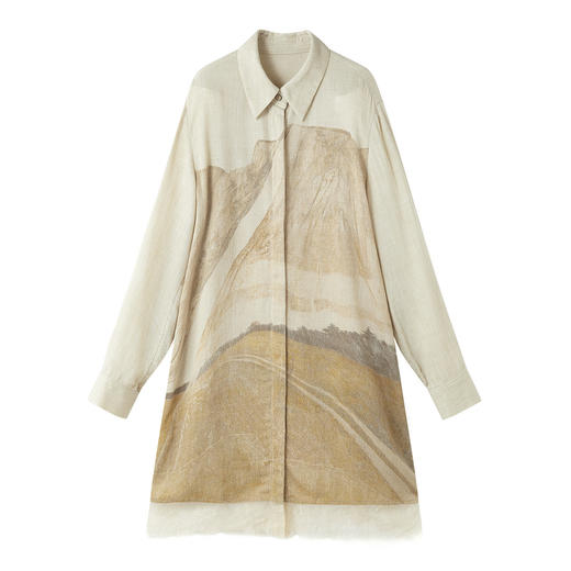 谜底印花连衣裙长袖2025冬季新品复古艺术浪漫中长裙女254ML1638 商品图4