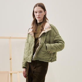 谜底两面穿花色羽绒服女2025冬新品复古主题花短款百搭254MY1610