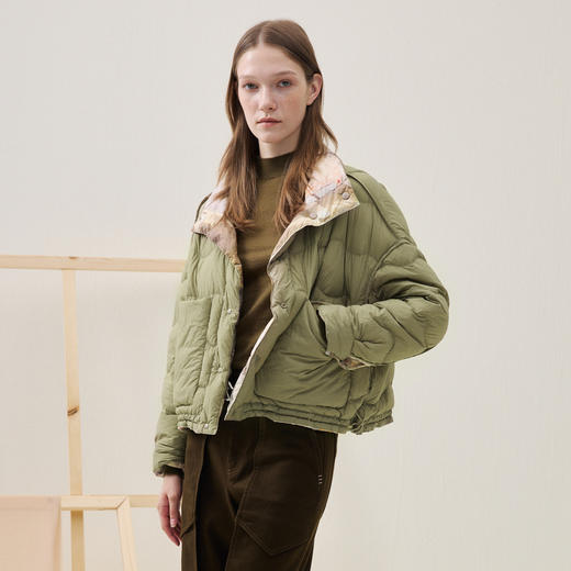 谜底两面穿花色羽绒服女2025冬新品复古主题花短款百搭254MY1610 商品图0