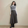 西遇格雷系百褶半身裙女秋季新款气质通勤高腰显瘦A字中长裙H0055236 商品缩略图1