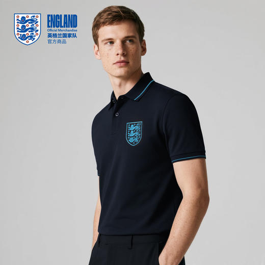 【官方正版】英格兰国家队 | 深蓝拼色polo质感商务短袖 商品图1