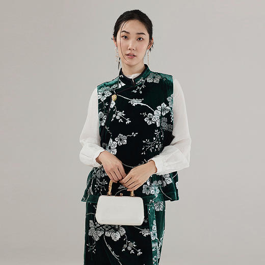 【林栖设计小店】丝绒马甲优雅印花新中式修身显瘦2025秋季新款无袖上衣女G1953357 商品图1