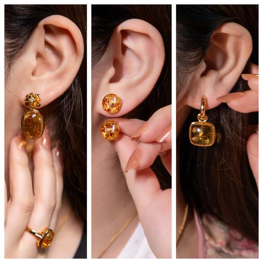 【花珀系列饰品】花姐心选，天然波罗的海产地配饰吊坠、耳饰、开口戒指、手链！配件均为925银镀金，质地温润，触感舒适，适合日常佩戴，花珀里的花花世界，被称为永不凋零的花~🌸 商品图2