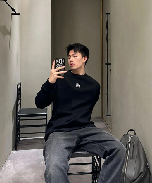 男女同款新款秋冬老罗圆领螺纹直筒打底T卫衣 商品图8