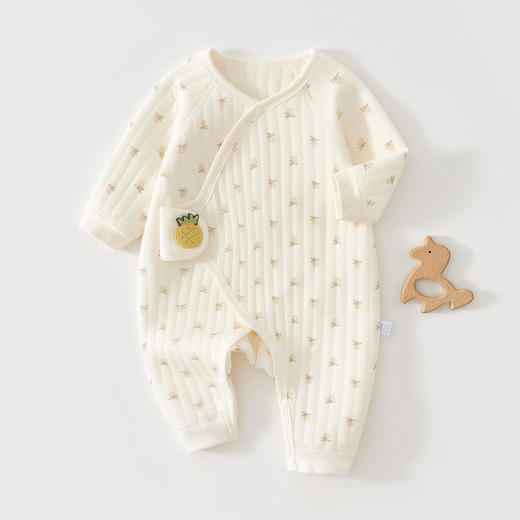 【柔软细腻！A类0荧光】按扣设计，易换衣，新生婴儿衣服秋冬季夹棉连体衣刚出生宝宝护肚哈衣纯棉a类保暖衣。rb 商品图9