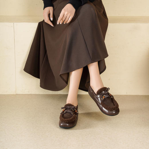 Westory2025年冬季羊毛里垫保暖乐福鞋休闲轻便毛毛鞋W25DM85731 商品图7