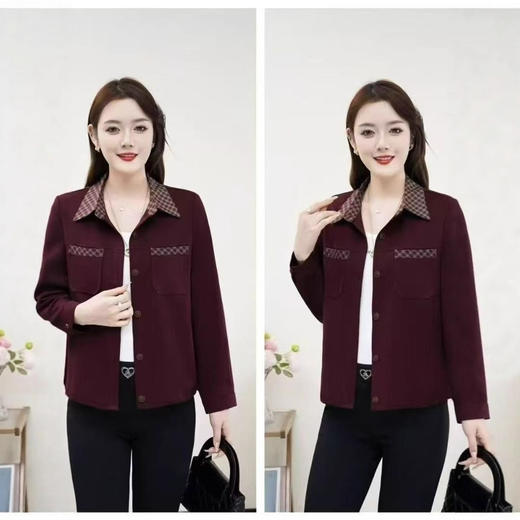 简约风时尚妈妈装休闲百搭洋气翻领显瘦外套2025早秋新款女装上衣 商品图2