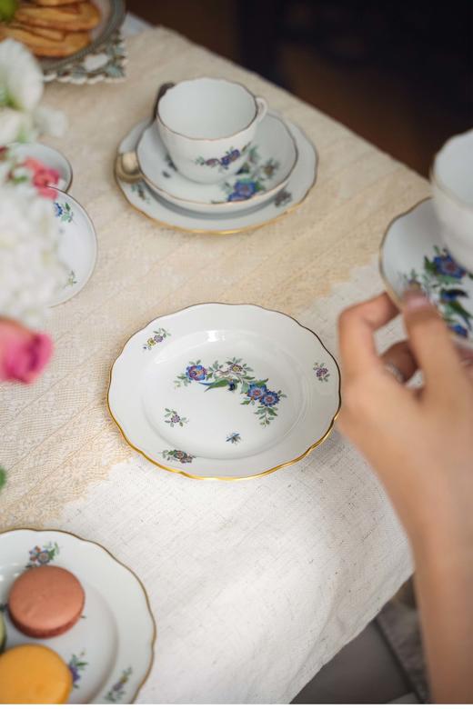 【已售】独角鹿西洋古董 德国著名瓷窑梅森Meissen出品印度岩石花鸟系列主题手绘描金装饰六人下午茶瓷器套件 商品图5