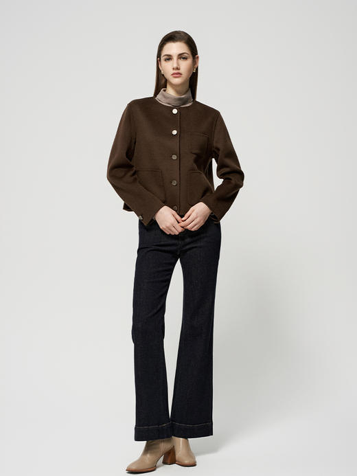 【短款羊绒外套】羊绒世家秋冬新品女士100%山羊绒纯色毛呢小外套 商品图2