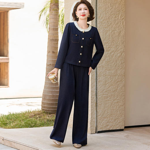 DL-LY170妈妈秋装时尚套装洋气2025新款中年小香风春秋牛仔外套40岁50 商品图1