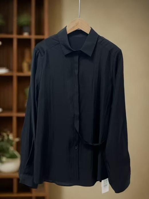 冰点价！仅限11.11！退货勿拍【秋新品】古泥7029 100%天丝黑色长袖衬衫-喜出 商品图0