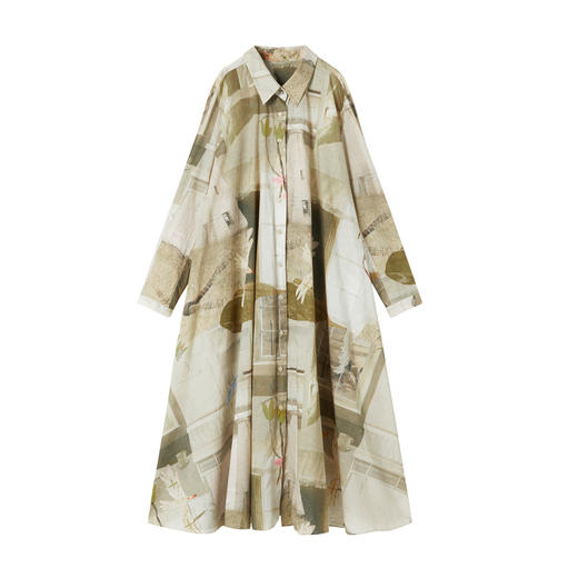 谜底花色连衣裙长袖2025年冬季新品纯棉亲肤大摆长裙女254ML1622 商品图4