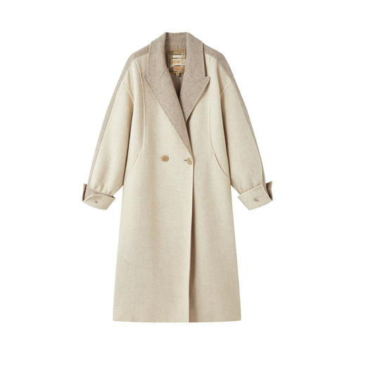 谜底羊毛呢长大衣长袖2025年冬季新品正反异色翻驳领女254MD1480 商品图4