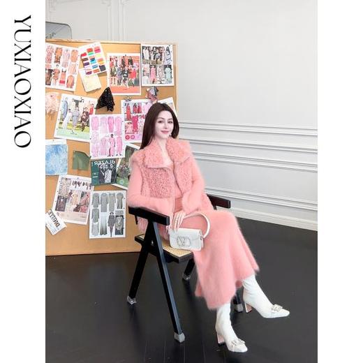 余潇潇【新贵老钱】托斯卡纳半卷羊皮毛一体保暖慵懒感翻领马甲 商品图3