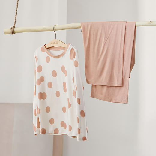 深睡眠蚕丝睡衣】真丝针织睡衣100%桑蚕丝儿童长袖家居服金三塔 BBY037+BBY038 商品图2