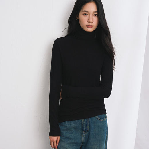 【软糯入心锁温系】山羊绒莫代尔混纺针织打底衫 商品图6