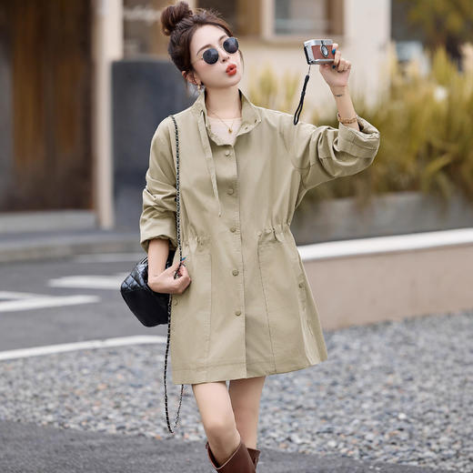 小个子超火设计感，休闲宽松收腰立领风衣HR-MUZL8077 商品图1