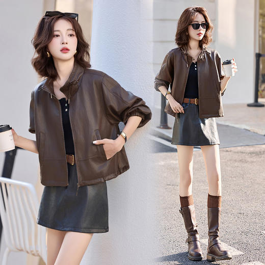 HR ZRX25123机车风皮衣水洗皮夹克外套 商品图2