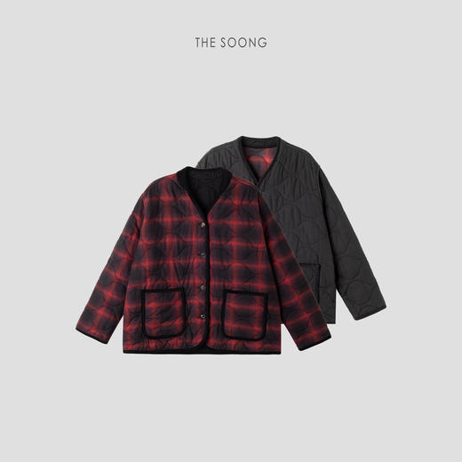 THESOONG|’双面穿棋盘格‘经典新款格子正反两穿棉服保暖外套HWWT7653 商品图0
