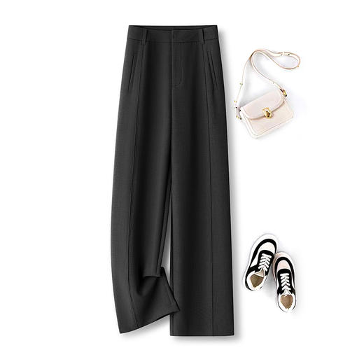 「自」全新升级【铂金会员146/天猫199/差价53】(91834)洛诗琳高级灰西装阔腿裤2025年秋季新款高腰显瘦垂感直筒裤 商品图2