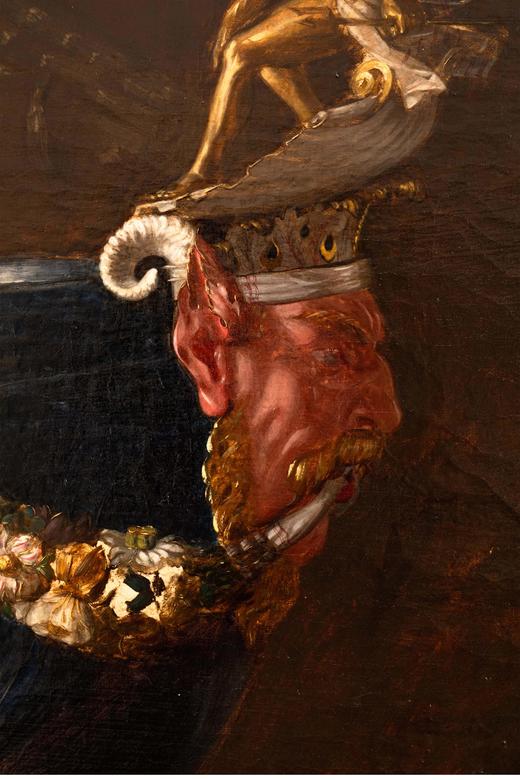 独角鹿西洋古董 1882年代法国画家Blaise Desgoffe签名创作静物主题油画作品《卢浮宫的青金石宝船》 商品图5