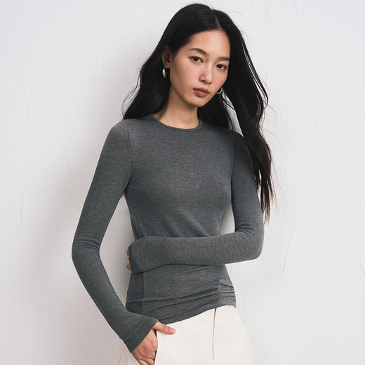 【软糯入心锁温系】山羊绒莫代尔混纺针织打底衫 商品图3