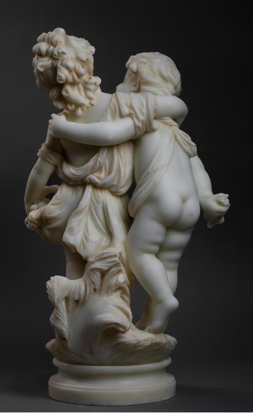 独角鹿西洋古董 19世纪法国出品人物主题大理石雕塑作品《手持果篮的孩童》 商品图2