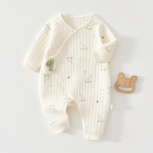 【柔软细腻！A类0荧光】按扣设计，易换衣，新生婴儿衣服秋冬季夹棉连体衣刚出生宝宝护肚哈衣纯棉a类保暖衣。rb 商品图8
