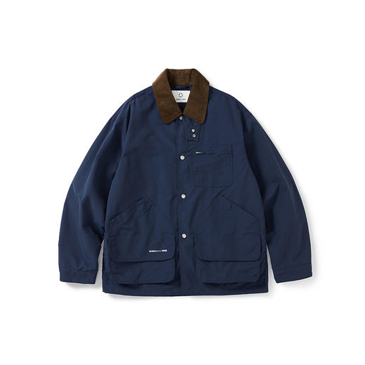 WHEELS and WIND 男女中性款防泼水猎装夹克 灯芯绒翻领拼接外套 商品图3