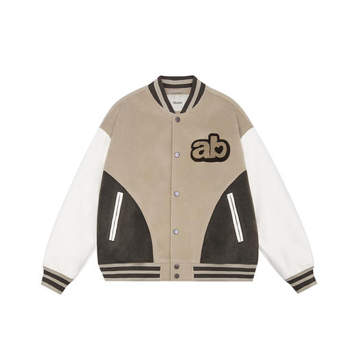 CHINISM CHab毛巾绣美式复古棒球服男女秋冬加厚拼接夹克情侣外套 商品图4