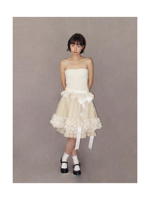 Kaiy Xiao 魔法系列 花边蛋糕双层天丝半裙（蝴蝶结可拆卸） 商品图1