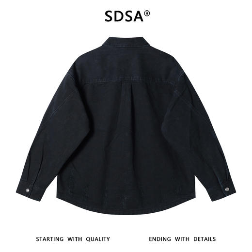 56181SDSA男士秋冬新款痞帅男装简约磨破纽扣长袖翻领衬衫百搭时尚衬衣 商品图5