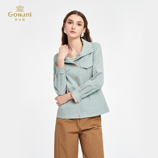 乔万尼新品2025秋休闲感复古挺括风衣撞色短款外套ED1B916 商品图2