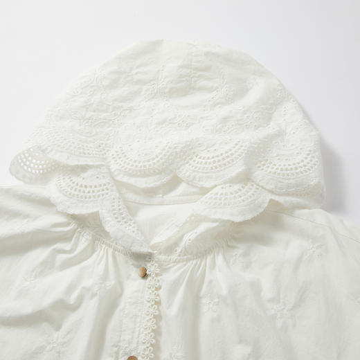 谜底大廓形衬衣长袖2025冬新品重工刺绣蕾丝花边衬衫女254MC1700 商品图3