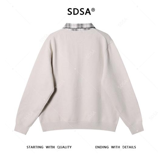 SDSA男士秋冬新款痞帅男装韩版拼接polo领针织衫复古百搭时尚毛衣 商品图4