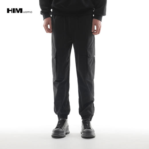 HIM漢崇 轻薄宽松工装束脚裤 简约抽绳松紧腰休闲九分裤2025秋季 商品图0