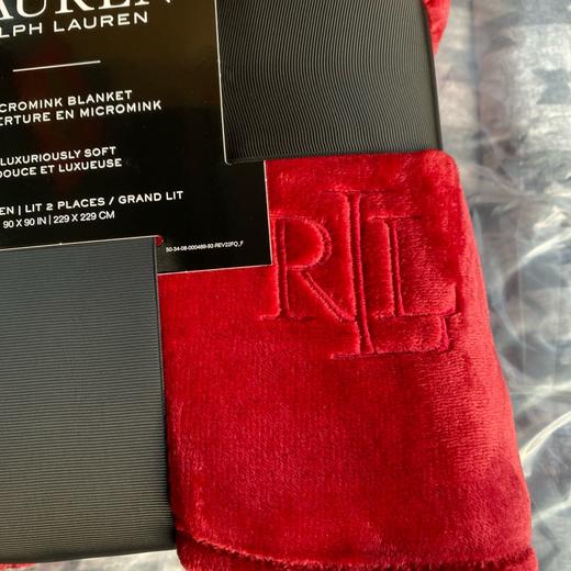 外贸原单 出口老美🇺🇸 RL法兰绒绣花抗静电大毛毯，因关税上涨📈订单滞留！ 商品图3