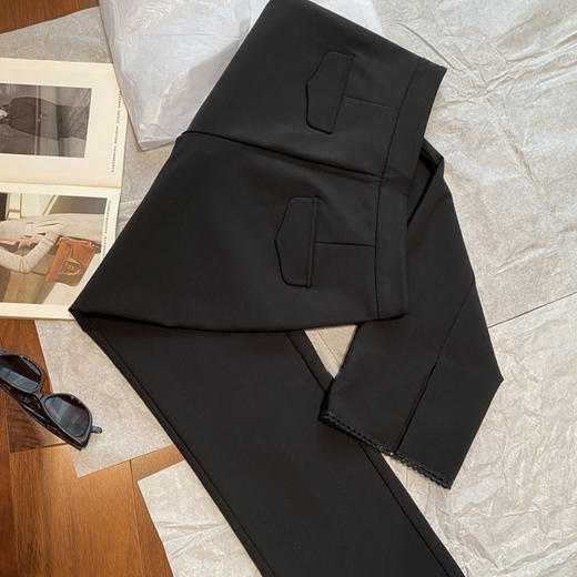 原厂面料加单~T*H早秋时髦显瘦裤脚花边开叉显瘦休闲裤女款！ 商品图2