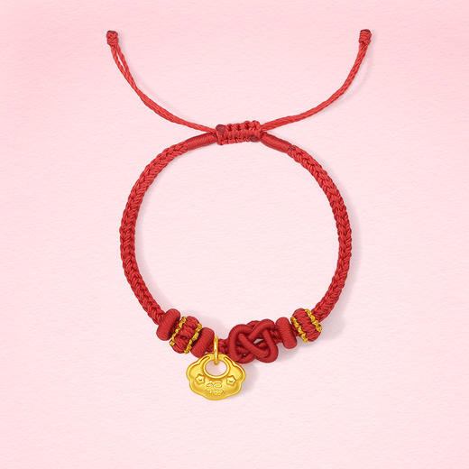 周六福黄金手绳宝宝款5d硬金定价幸运宝宝如意福锁包手绳祥云福气 商品图3