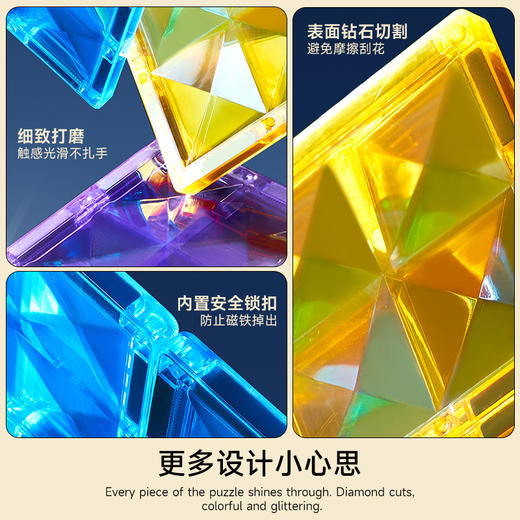 mobee 磁力片 80片钻面彩窗【赠收纳袋】55种立体搭配 含小板车*2 商品图4