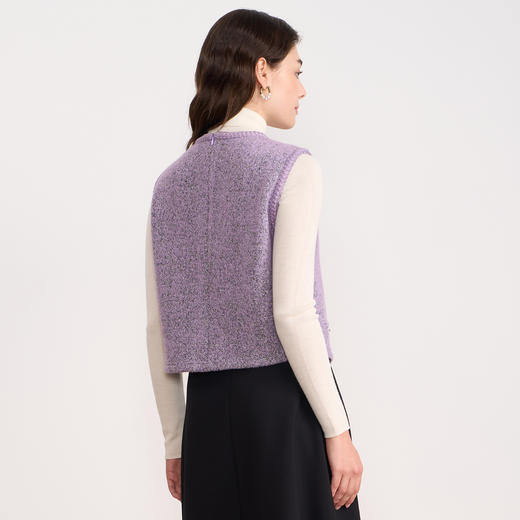 EITIE爱特爱紫色小香风时尚气质无袖上衣叠穿外搭25秋冬新款背心D2513905 商品图4