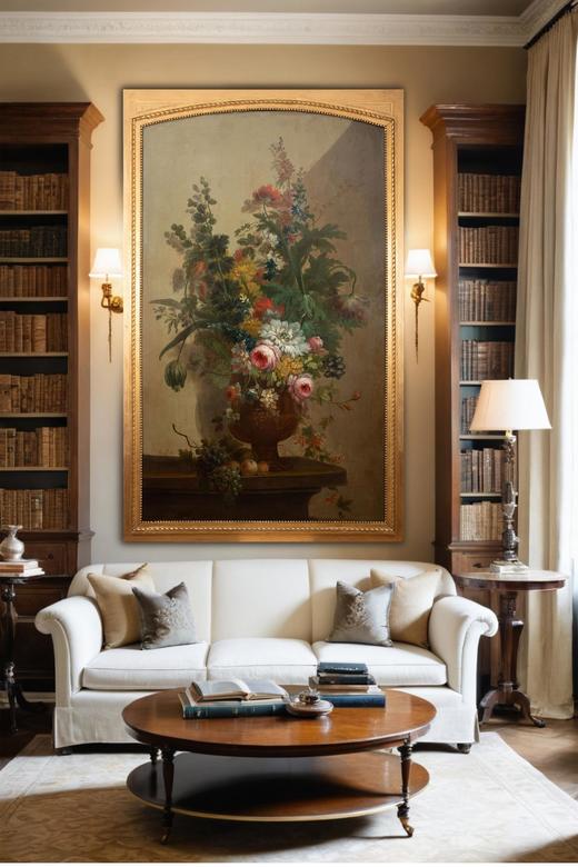 独角鹿西洋古董 比利时画家Henri Robbe签名创作静物花卉主题布面油画客厅装饰画 商品图1