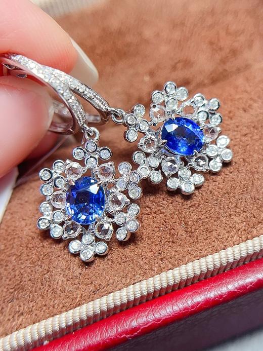 1.2ct刻面蓝宝石耳坠 商品图1