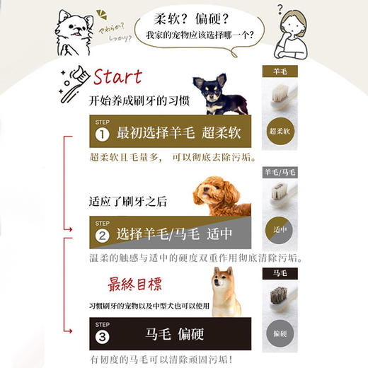 Migakende 猫咪小型犬牙刷 天然羊毛/马毛混合毛 商品图3
