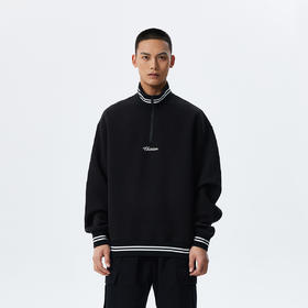 CHINISM赤尘 撞色立领polo卫衣男秋季新款空气层半拉链运动上衣